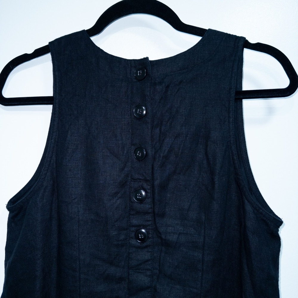 J. Crew Black Button-Back Beauchamps Linen Shift Dress Size‎ Small - Picture 9 of 9
